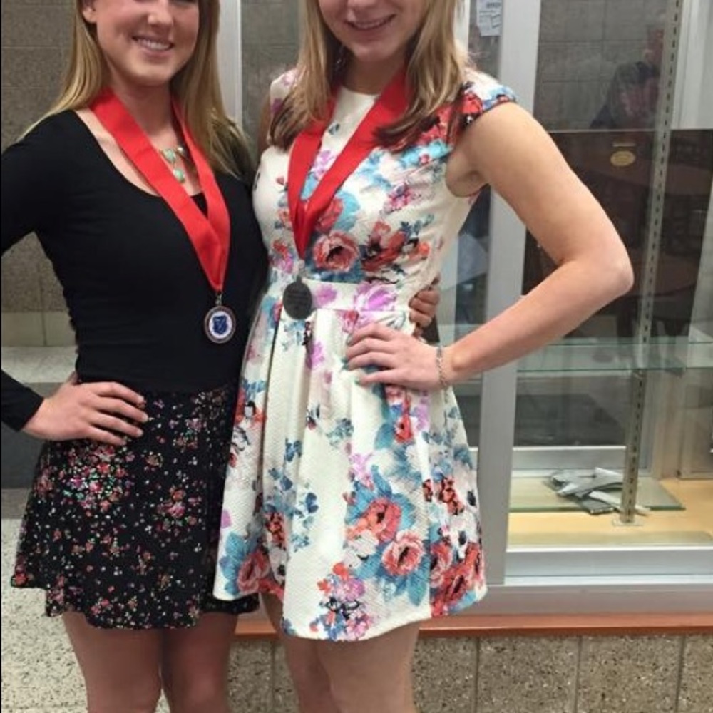 White floral dress keyhole back